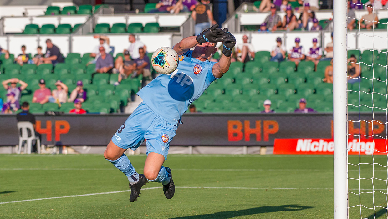 Glory v Jets - VIP - Liam Reddy saves in front of face